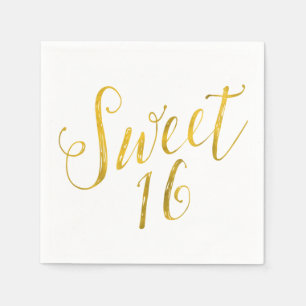 Serviette En Papier Sweet 16 Devis Faux Gold Foil Modèle
