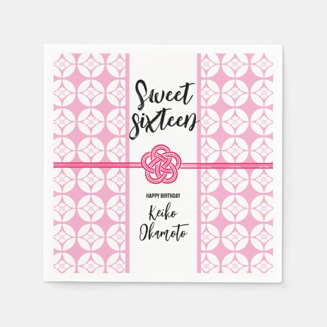 Serviette En Papier Sweet 16 fête d'anniversaire 花 菱 七 宝 紋 Hanabishi S (Devant)