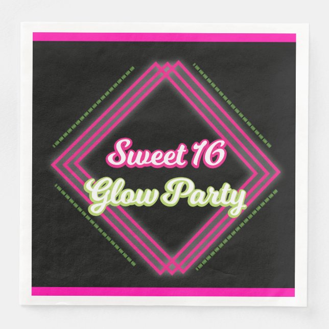 Serviette En Papier Sweet 16 Glow Party (Devant)