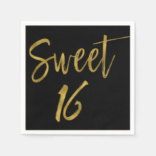 Serviette En Papier Sweet 16 Gold Foil Anniversaire serviettes