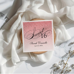 Serviette En Papier Sweet 16 Joli Parties scintillant rose Glam Person