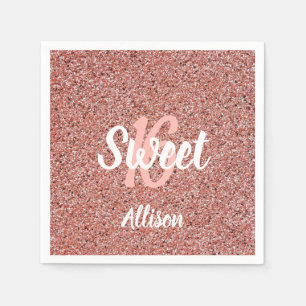 Serviette En Papier Sweet 16 Parties scintillant rose personnalisée