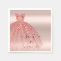 Sweet 16 Rose Gold Script Glam Anniversaire Papier