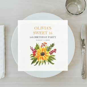 Serviette En Papier Sweet 16 Seize Anniversaire Fête Tournesol Pays