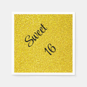 Serviette En Papier Sweet 16 Seteen Gold Parties scintillant fête d'an