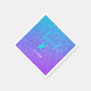 Serviette En Papier Sweet 16 Turquoise Purple Ombre Parties scintillan