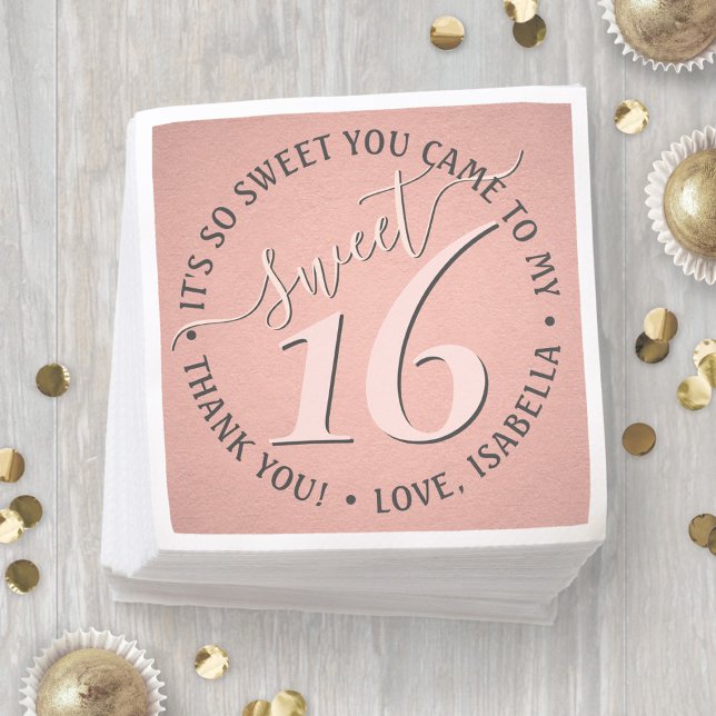 Serviette En Papier Sweet 16e fête d'anniversaire moderne Glam Girly r (Créateur téléchargé)