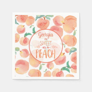 Serviette En Papier Sweet as a Peach Birthday Party Napkins