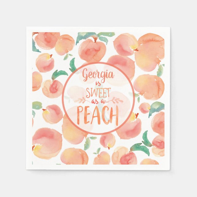 Serviette En Papier Sweet as a Peach Birthday Party Napkins (Devant)