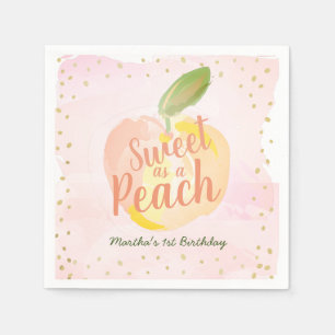 Serviette En Papier Sweet as a Peach Girl Pink Anniversaire