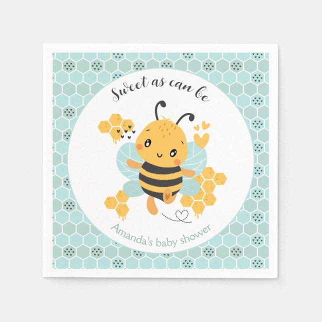 Serviette En Papier Sweet as Can Bee Baby Baby shower (Devant)