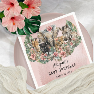 Serviette En Papier Sweet Baby Girl Animals Tropical Safari Sprinkl