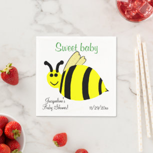 Serviette En Papier Sweet Baby Jaune Bumble Bee Baby shower
