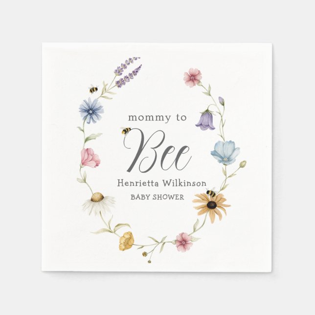 Serviette En Papier Sweet Bee Watercolor Baby Shower Paper Napkins (Devant)