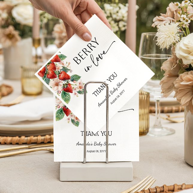 Serviette En Papier Sweet Berry in Love Strawberry Bridal Shower (Créateur téléchargé)