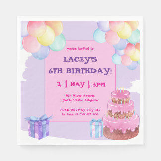 Serviette En Papier Sweet Celebration : Purple Anniversaire Papier Nap