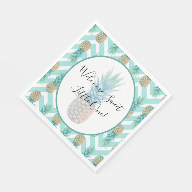Serviette En Papier Sweet Celebrations Pineapple Chevron Baby shower (Coin)