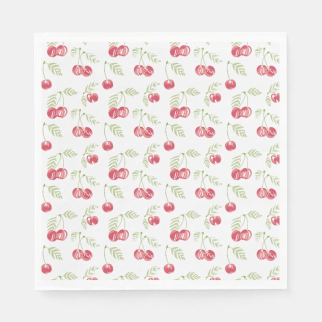 Serviette En Papier Sweet Cerises Rouge Vert (Devant)
