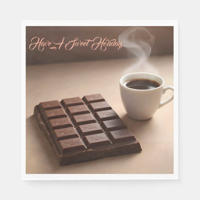 Serviette En Papier Sweet Chocolate Bar And Coffee Cup Custom (Devant)