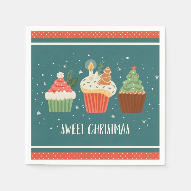 Serviette En Papier Sweet Christmas Cupcakes Traitements Festive (Devant)
