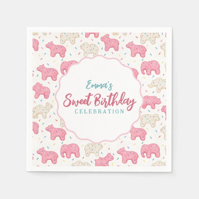 Serviette En Papier Sweet Frosted Animal Cookies Birthday (Devant)
