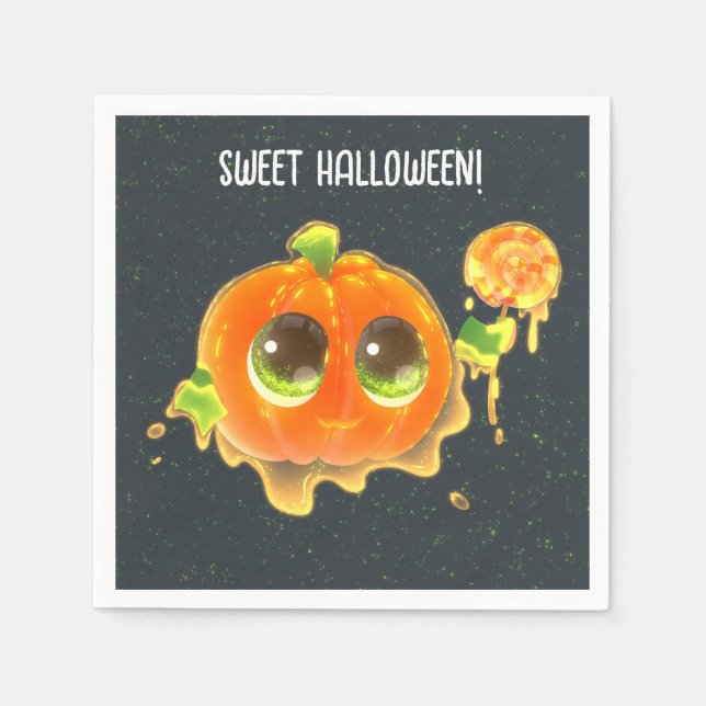 Serviette En Papier Sweet Halloween Party Paper Napkin with Pumpkin  (Devant)