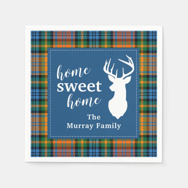 Serviette En Papier Sweet Home Tartan Clan Murray Plaid personnalisé (Devant)