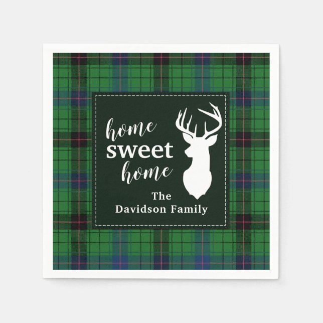 Serviette En Papier Sweet Home Tartan Davidson Plaid personnalisé (Devant)