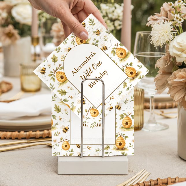 Serviette En Papier Sweet Honey Bee Wild One Birthday (Créateur téléchargé)