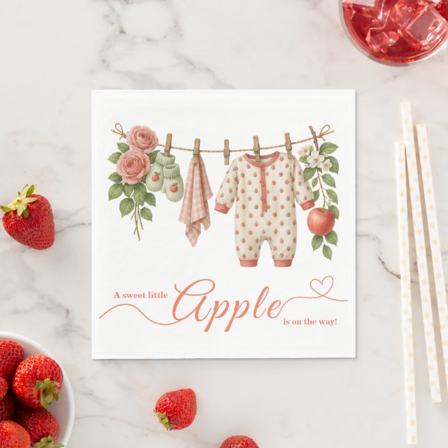 Serviette En Papier Sweet Little Apple Baby Shower | Fall Rustic Baby  (En situation)