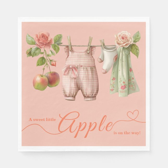 Serviette En Papier Sweet Little Apple Baby Shower | Fall Rustic Baby  (Devant)