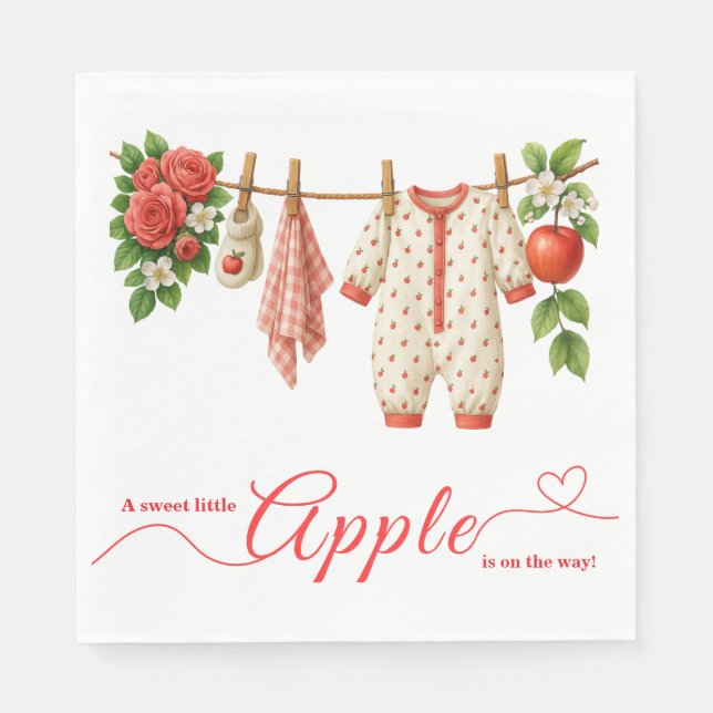 Serviette En Papier Sweet Little Apple Baby Shower | Fall Rustic Baby  (Devant)