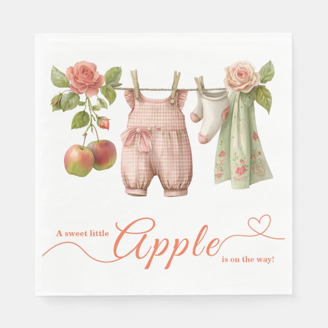 Serviette En Papier Sweet Little Apple Baby Shower | Fall Rustic Baby  (Devant)