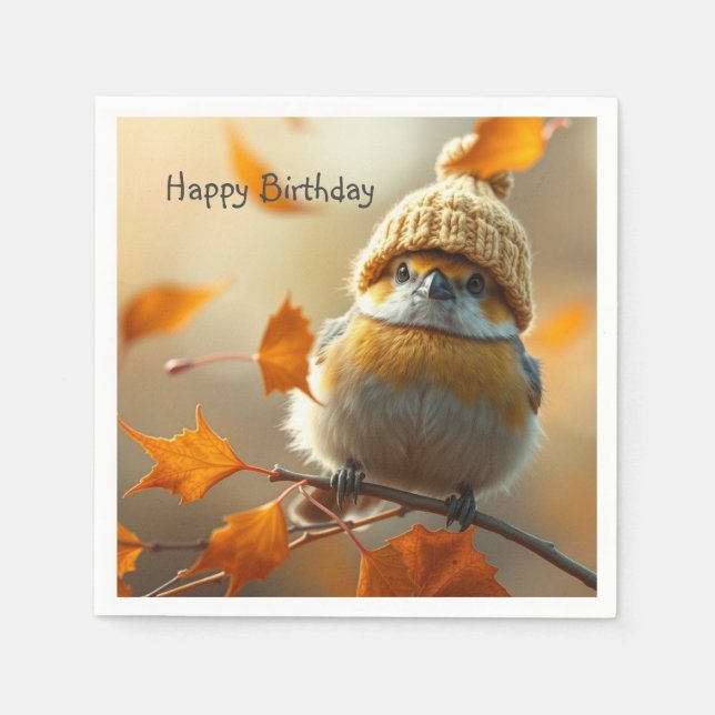 Serviette En Papier Sweet Little Bird Anniversaire (Devant)