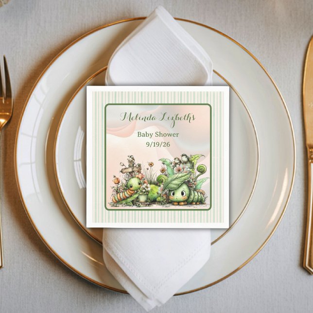 Serviette En Papier Sweet Little Caterpillar Garden Baby Shower Party (Créateur téléchargé)