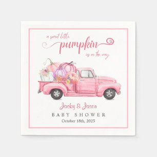 Serviette En Papier Sweet Little Citrouille Baby shower fille rose