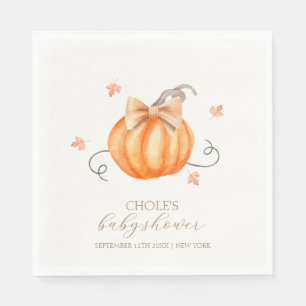 Serviette En Papier Sweet Little Citrouille Bow Baby shower d'automne