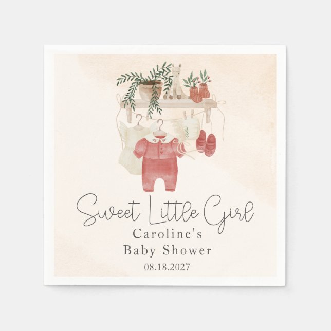 Serviette En Papier Sweet Little Girl Boho Baby shower de vêtements (Devant)