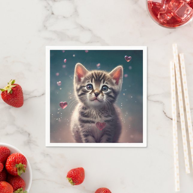 Serviette En Papier Sweet Little Kitten Love (En situation)