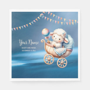 Serviette En Papier Sweet Little Lamp Baby shower Baby shower fête
