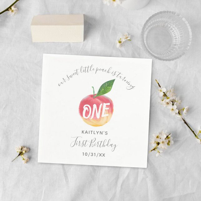 Serviette En Papier Sweet Little Peach 1er anniversaire (Créateur téléchargé)
