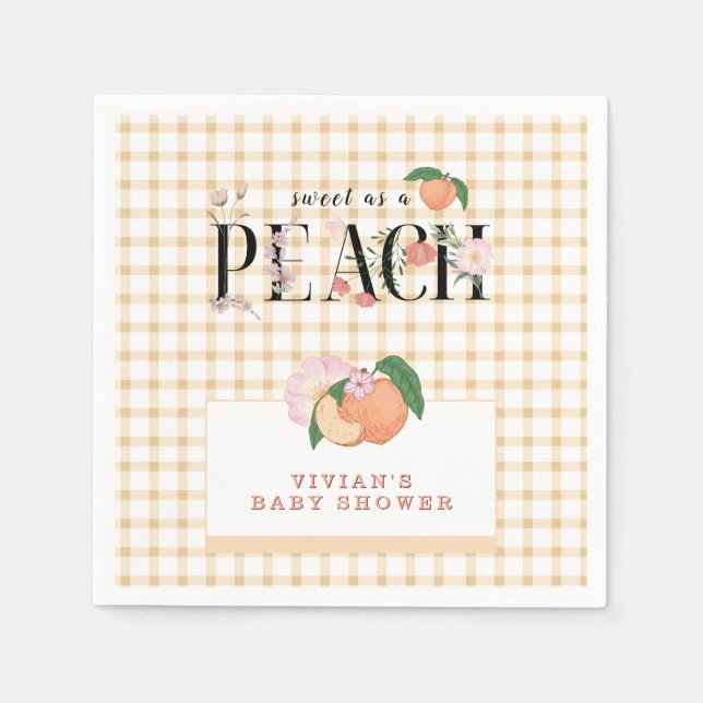 Serviette En Papier Sweet Little Peach & Baby shower Floral (Devant)