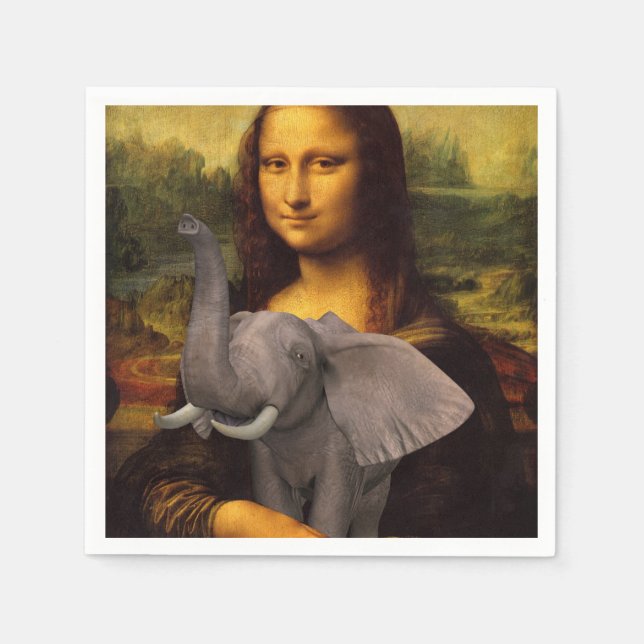 Serviette En Papier Sweet Mona Lisa aime l'éléphant (Devant)