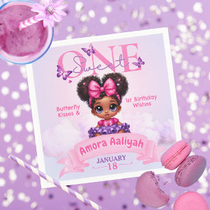 Serviette En Papier Sweet ONE Afro Puff Baby Girl 1er anniversaire