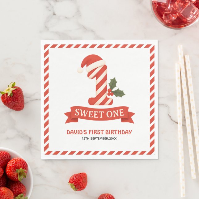 Serviette En Papier Sweet One Christmas Premier anniversaire (En situation)