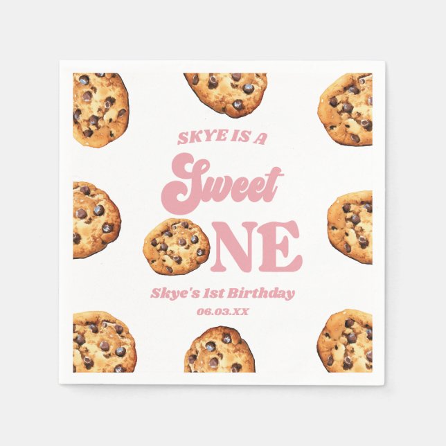 Serviette En Papier Sweet One Cookies et Lait 1er anniversaire fête (Devant)