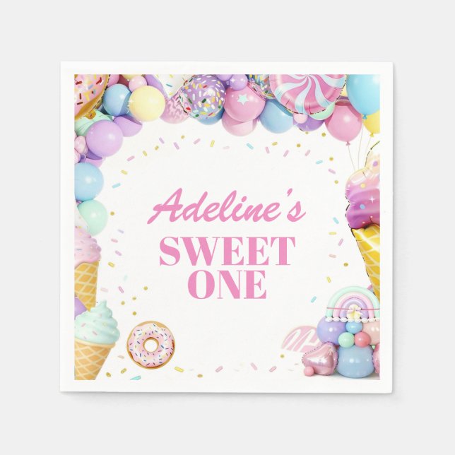 Serviette En Papier Sweet One First Birthday Pattern Napkins (Devant)