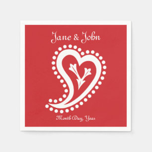 Serviette En Papier Sweet Paisley Hearts dans Cherry Napkins