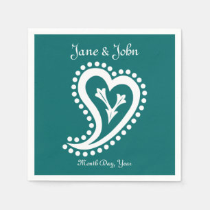Serviette En Papier Sweet Paisley Hearts dans les serviettes Turquoise