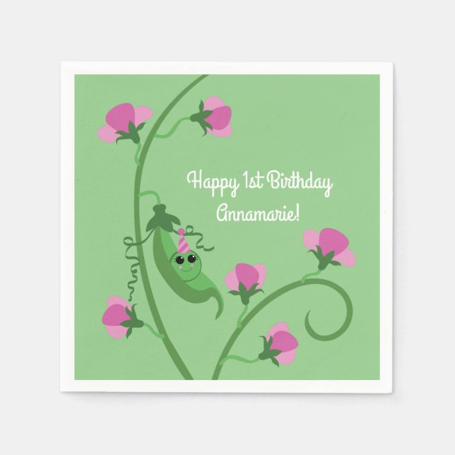 Serviette En Papier Sweet Pea Cute 1er Anniversaire (Devant)